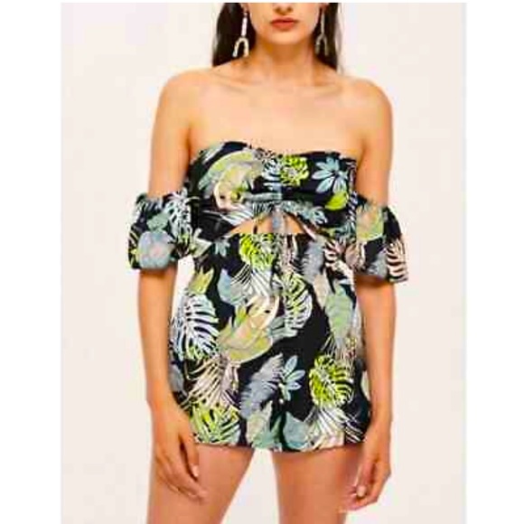 NWT LF tropical off shoulder romper BONED - Picture 1 of 9
